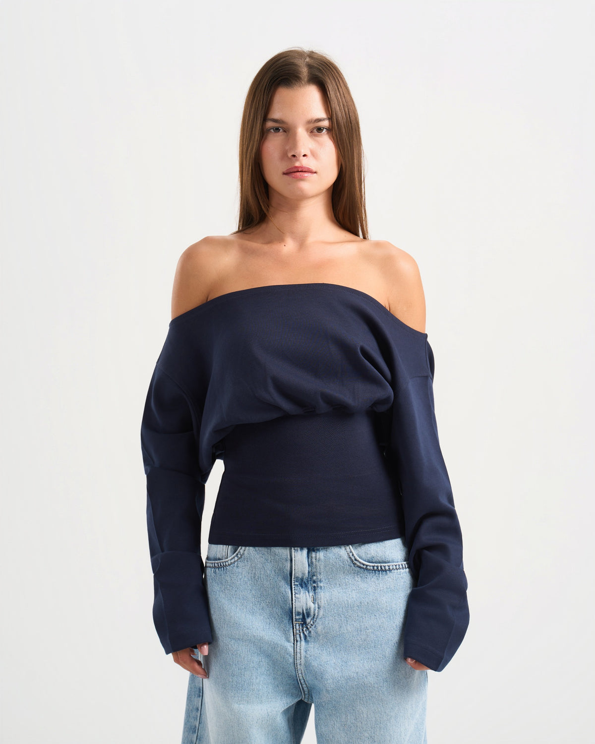 Cave Navy Off Shoulder Top