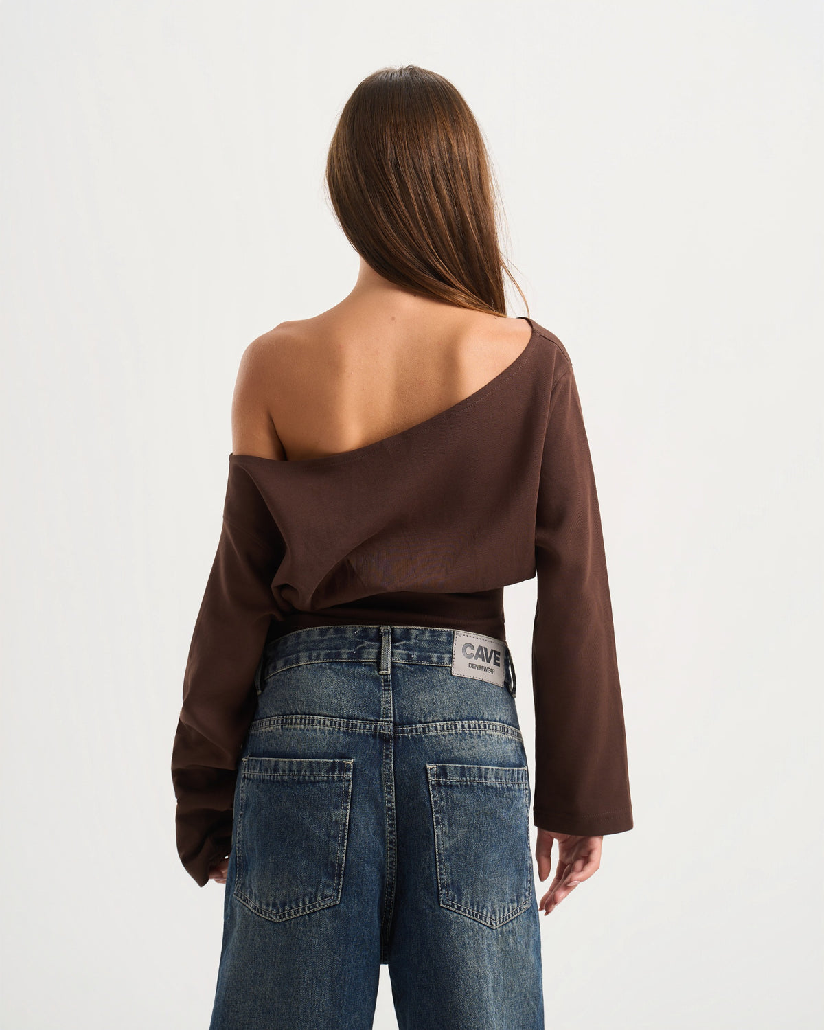 Cave Brown Off Shoulder Top