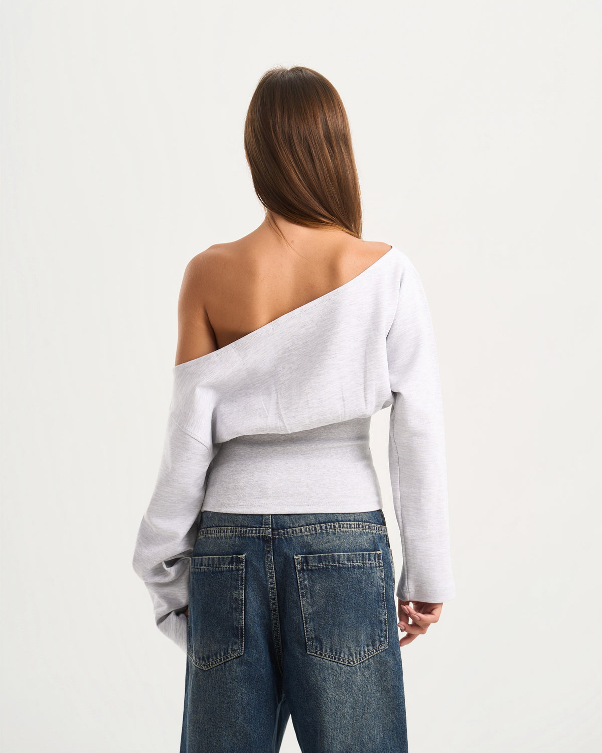 Cave Grey Off Shoulder Top