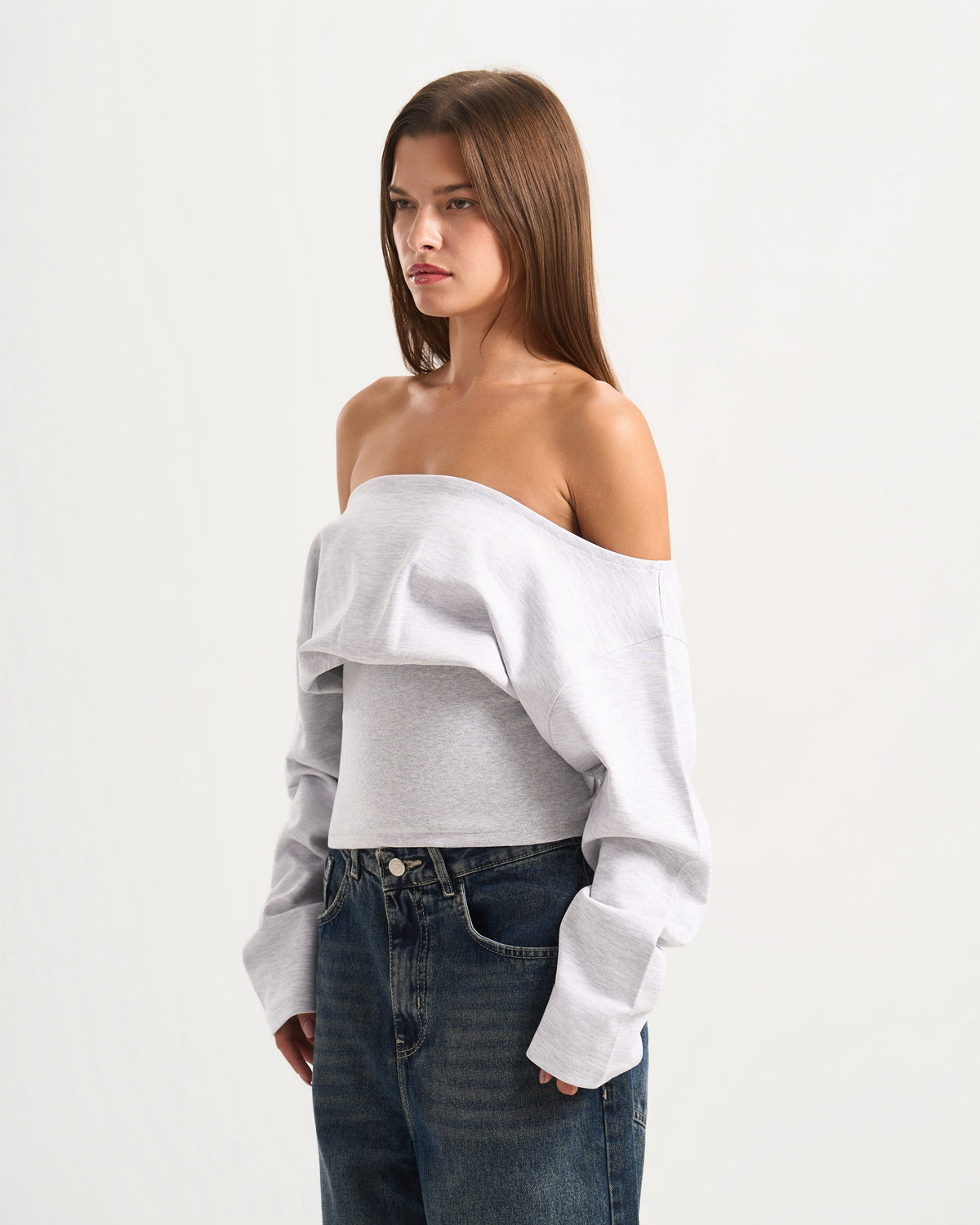Cave Grey Off Shoulder Top