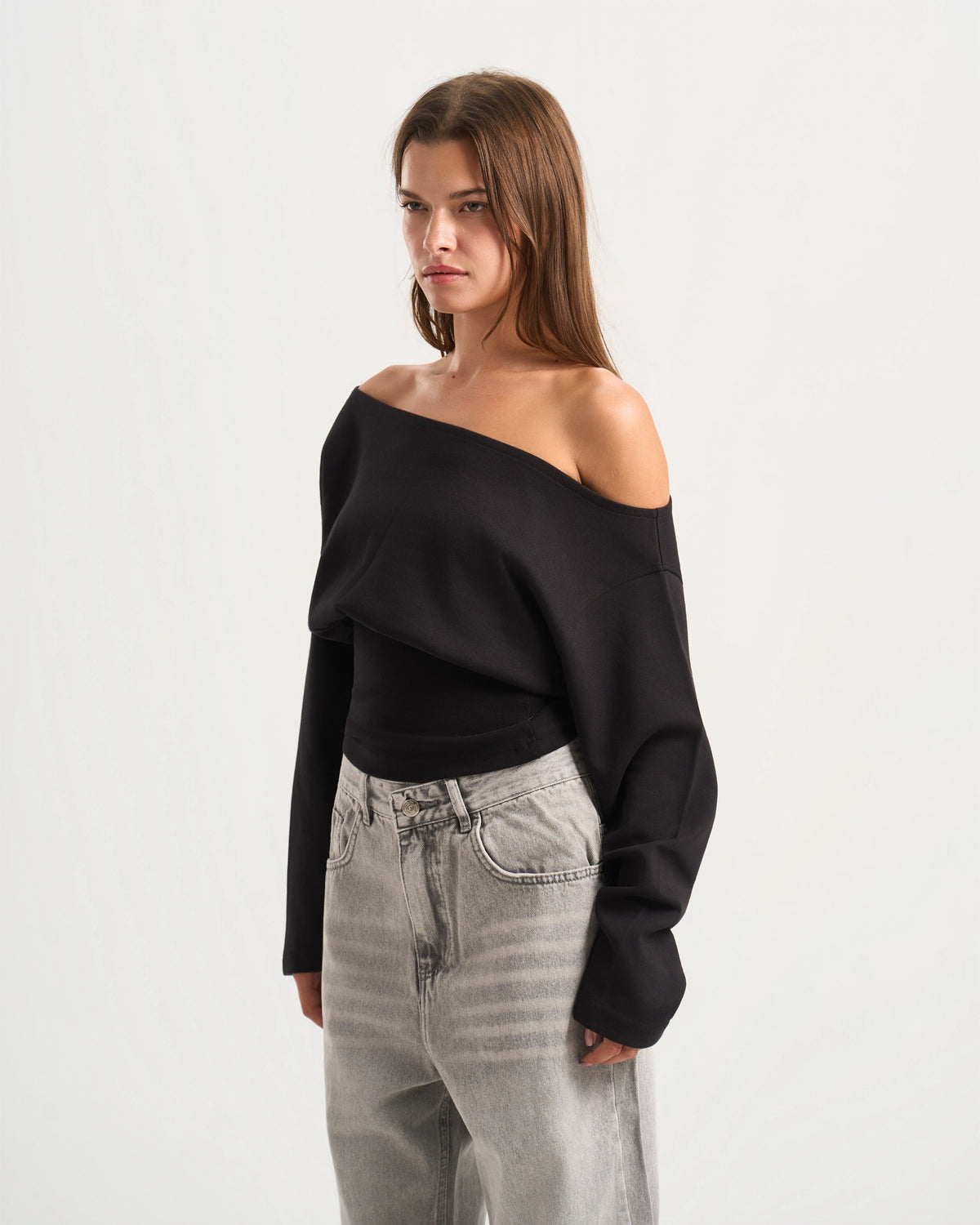 Cave black off shoulder Top