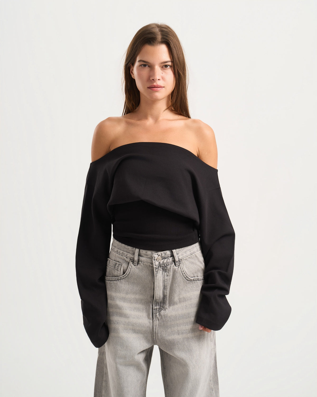 Cave black off shoulder Top