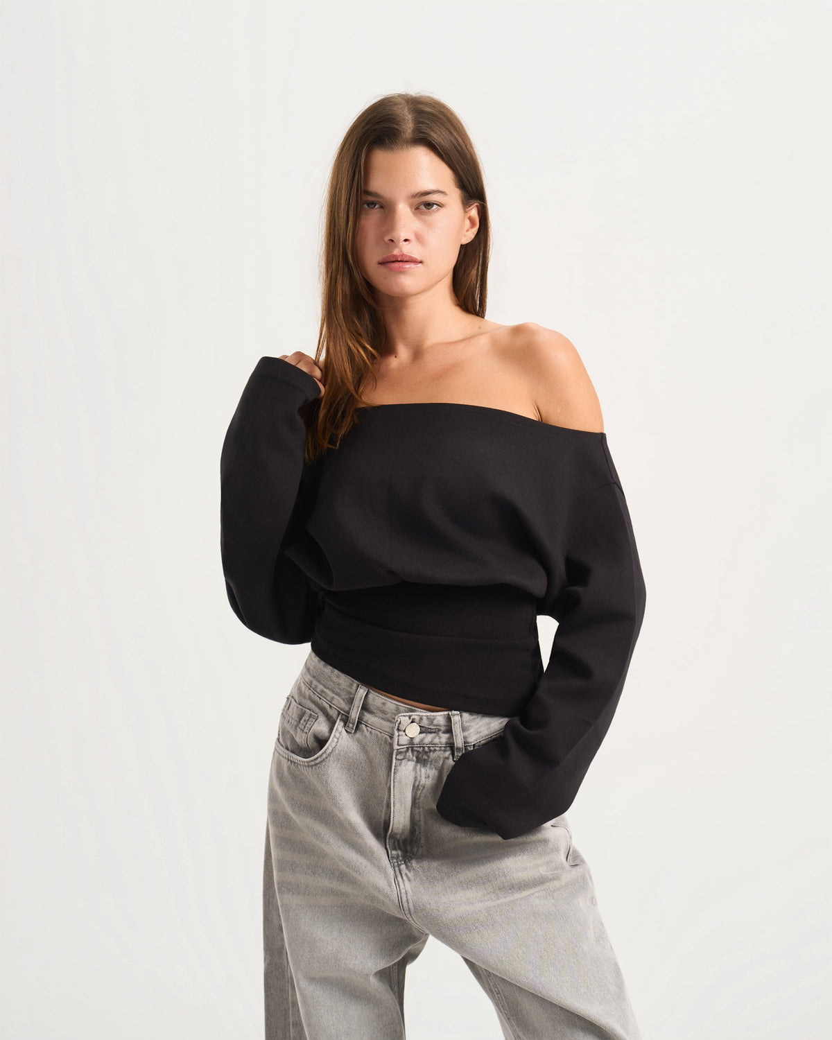 Cave black off shoulder Top