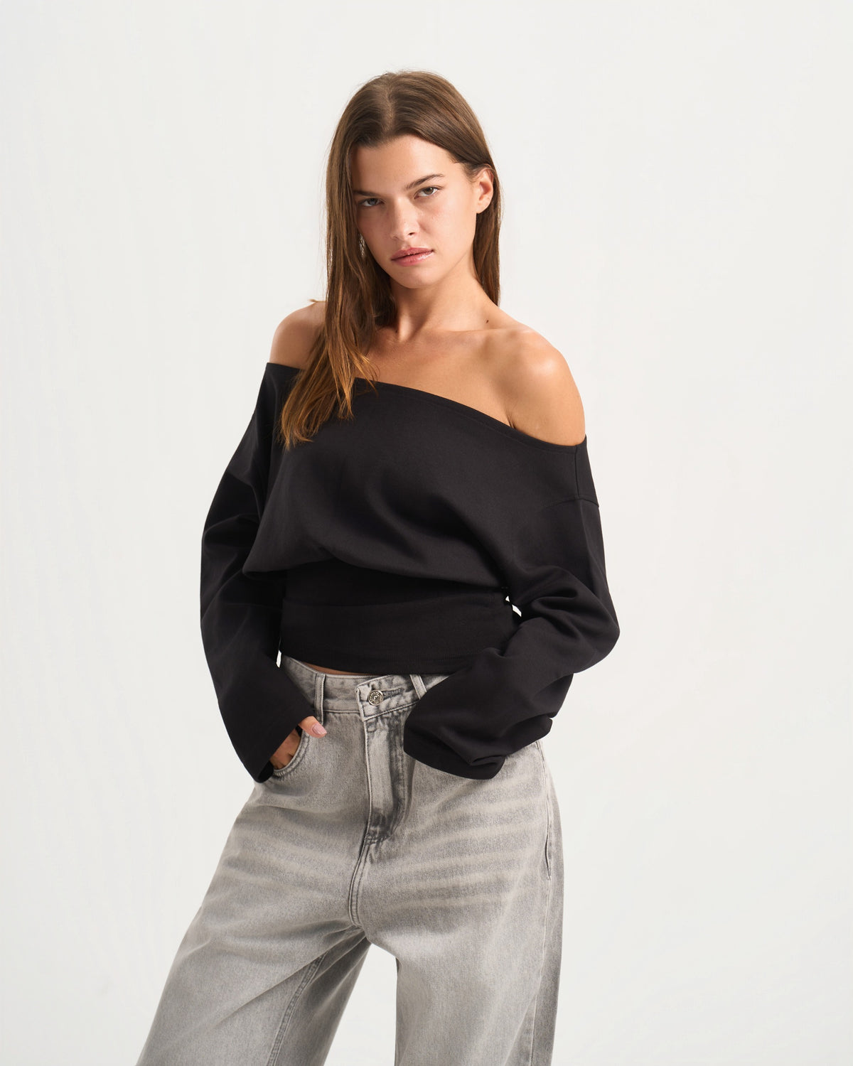 Cave black off shoulder Top
