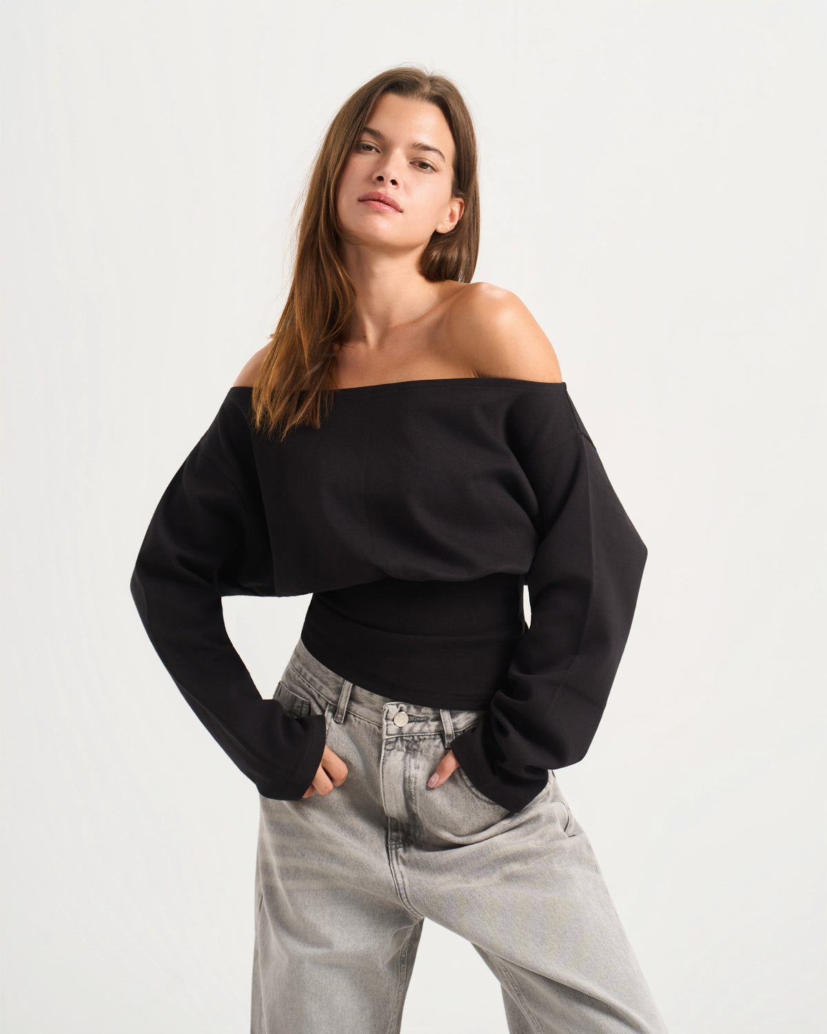 Cave black off shoulder Top