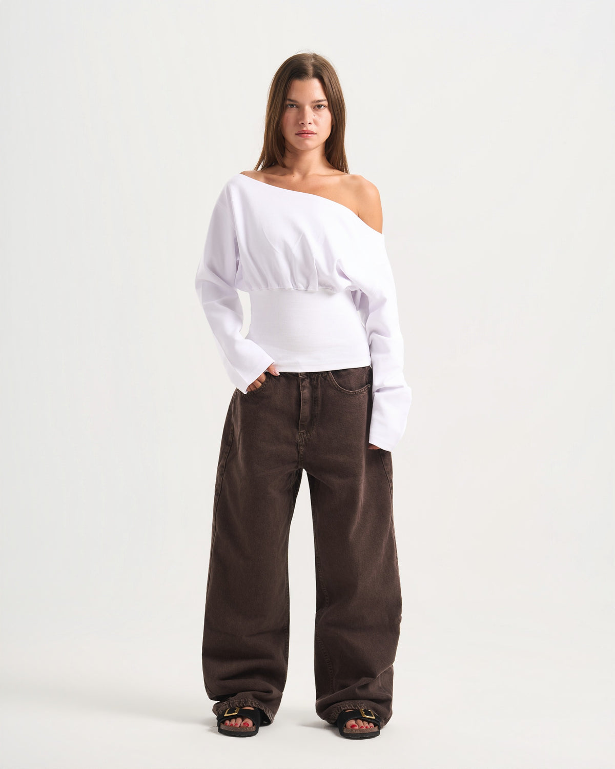 Unisex brown denim