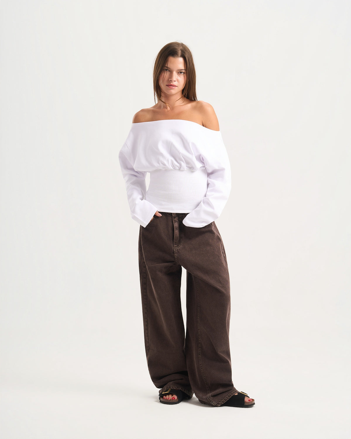 Unisex brown denim