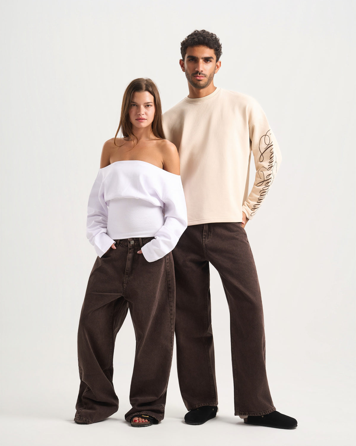Unisex brown denim