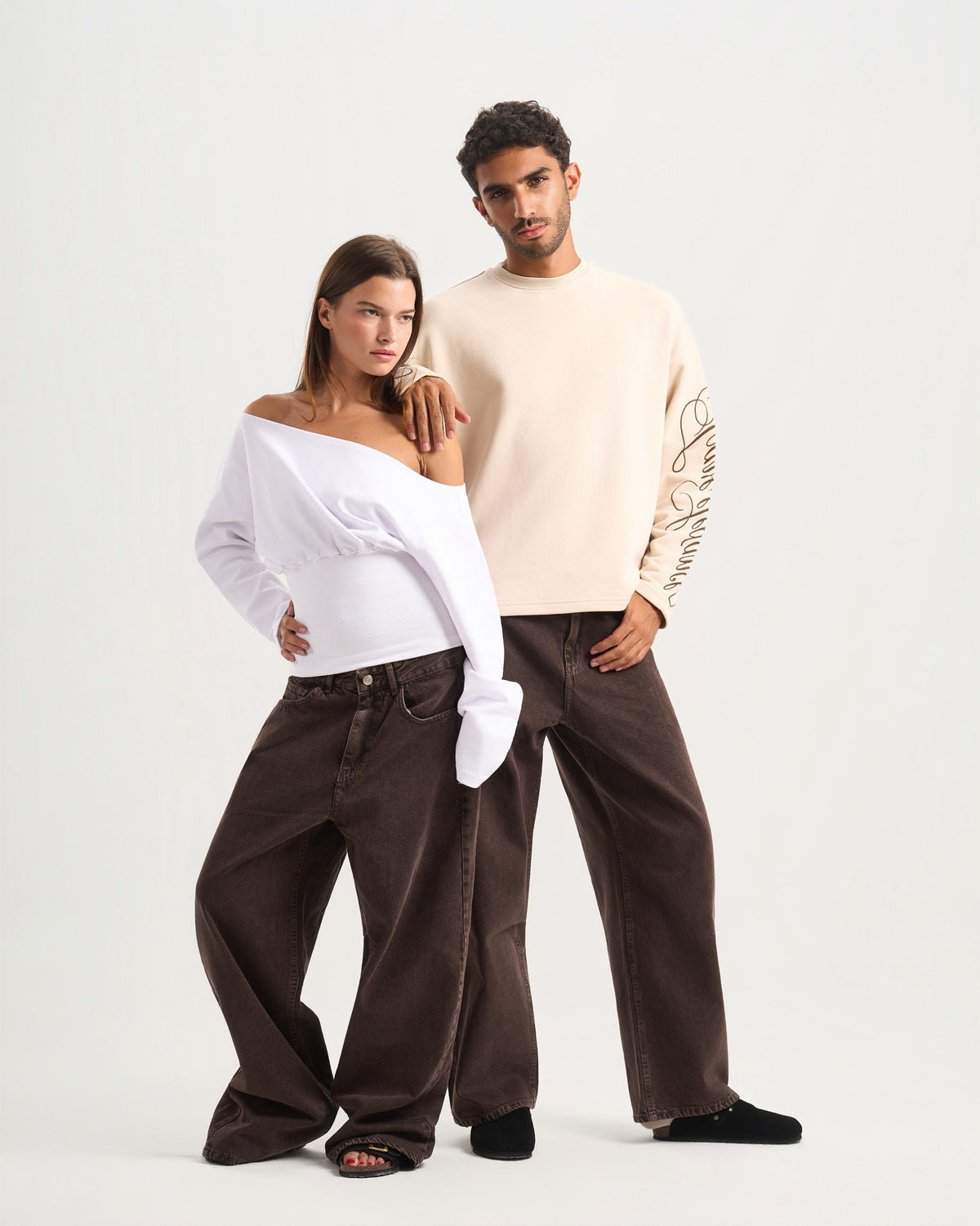 Unisex brown denim