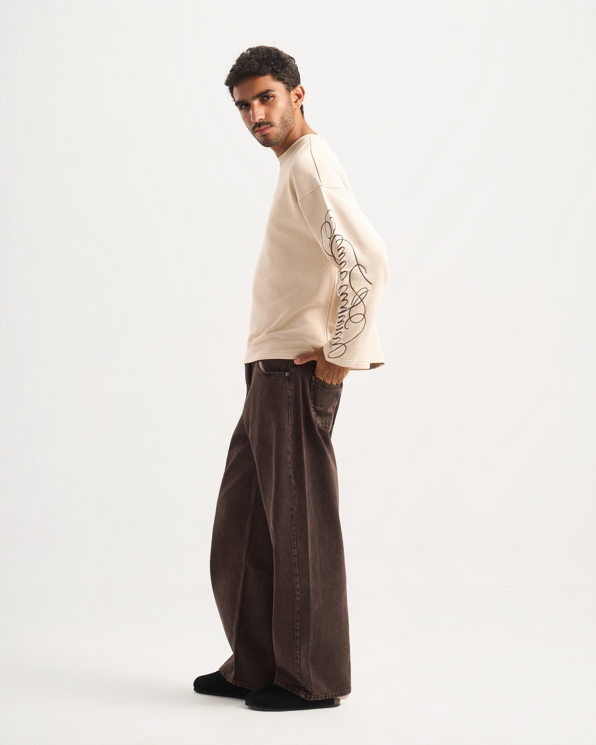 Unisex brown denim