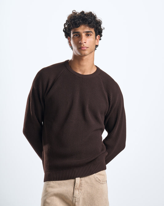 Knitted brown crewneck