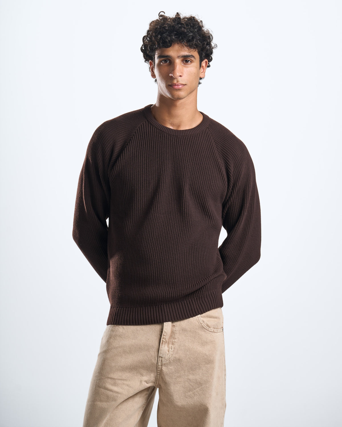 Knitted brown crewneck