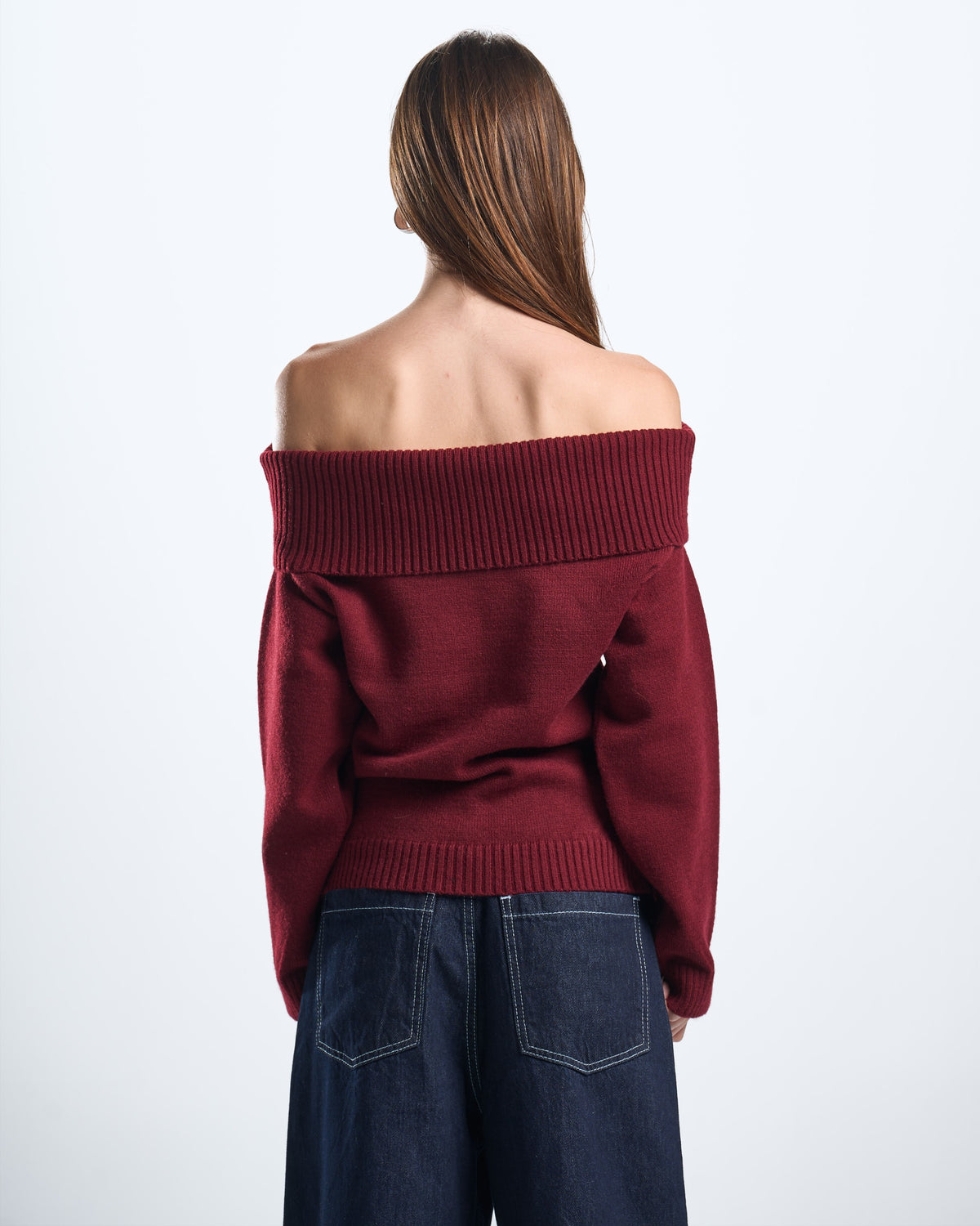 Knitted burgundy off shoulder