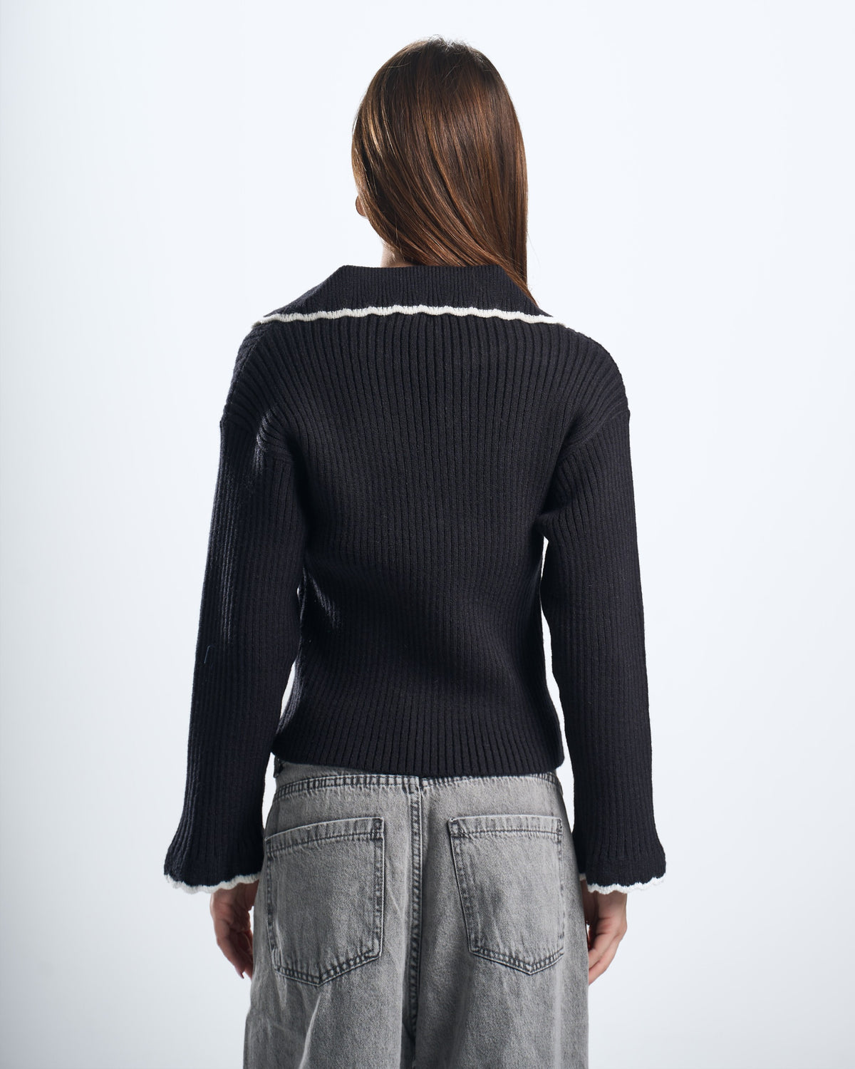 knitted black women polo