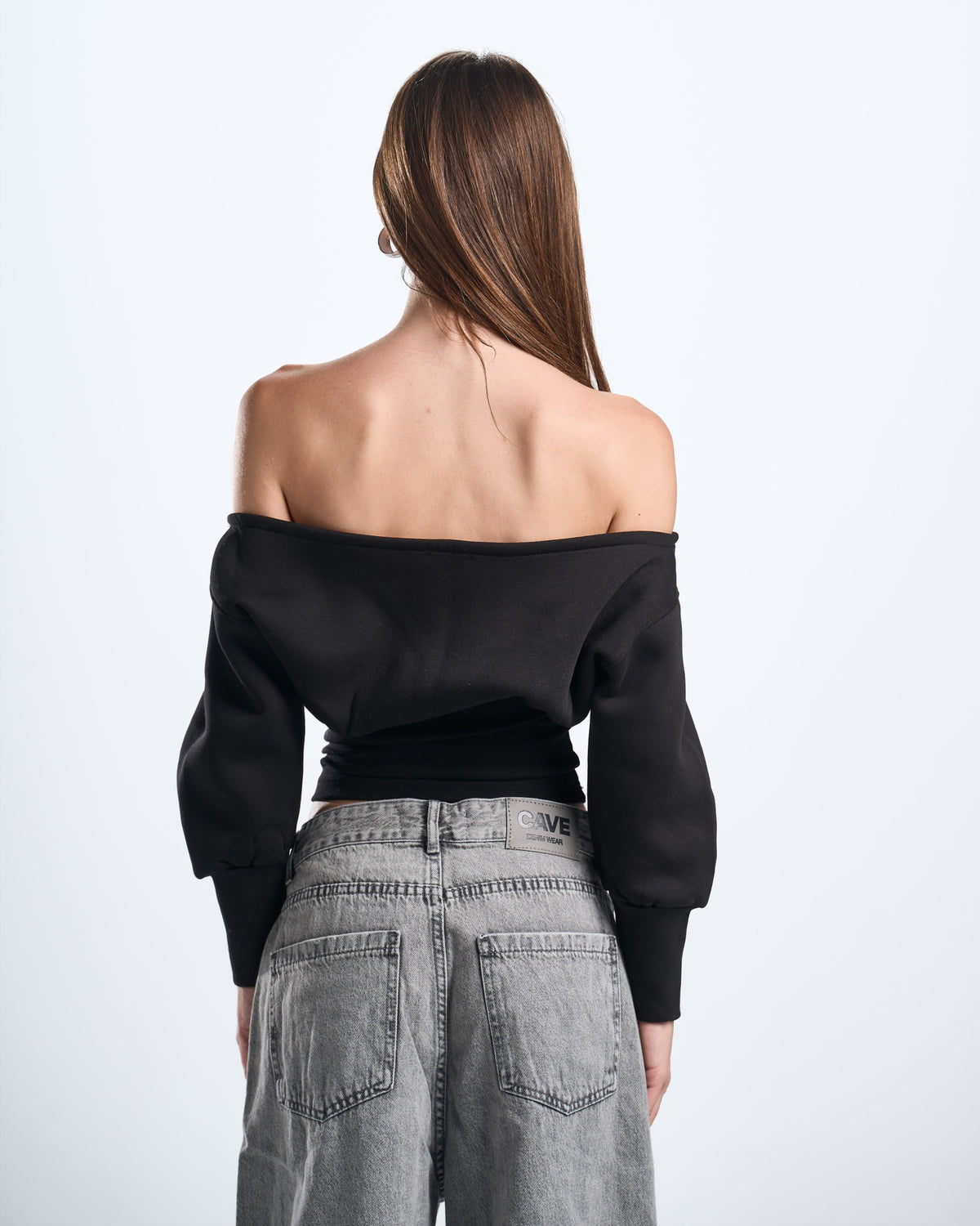 Winter black off shoulder top