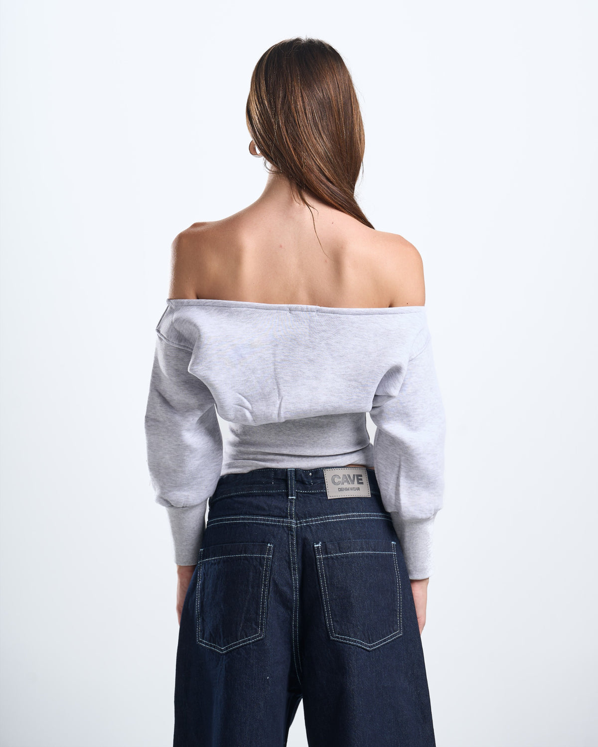 Winter grey off shoulder top