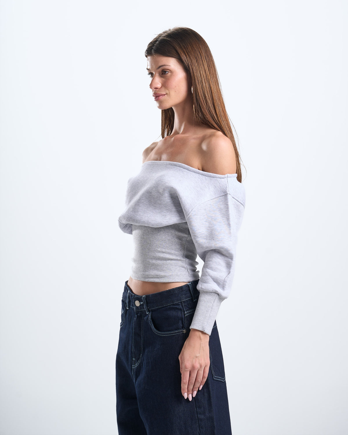 Winter grey off shoulder top