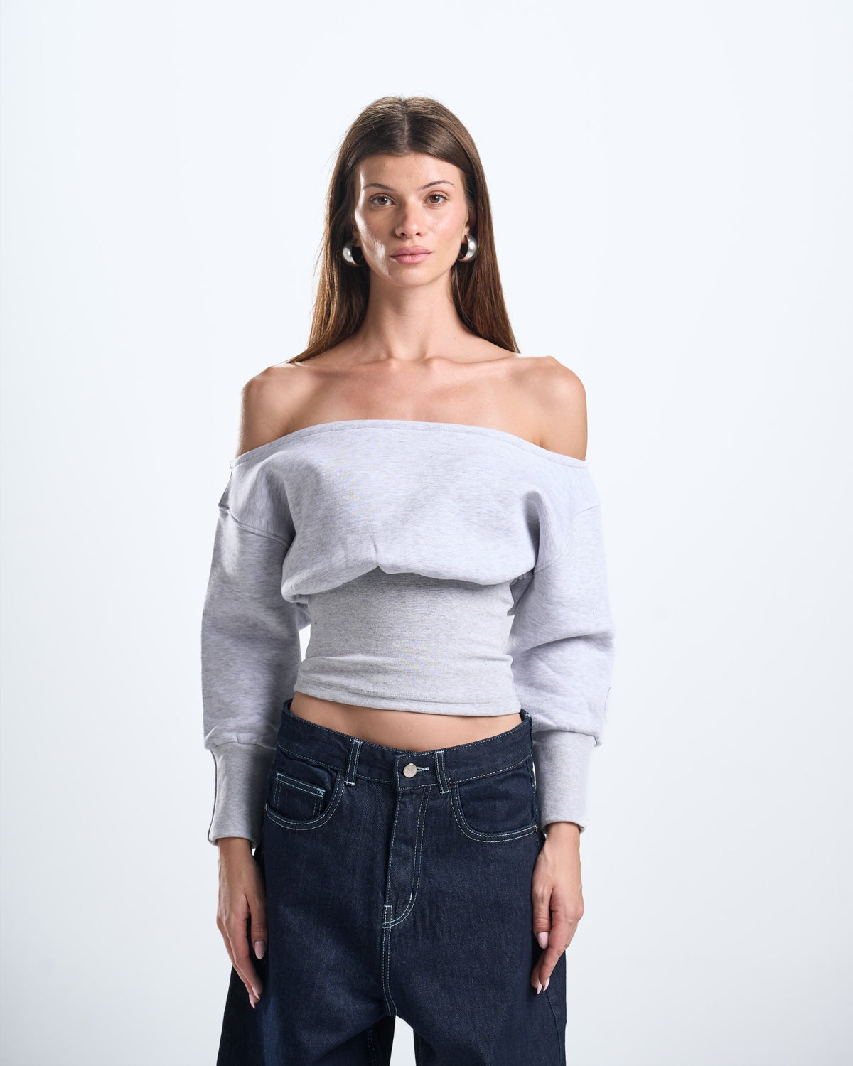 Winter grey off shoulder top