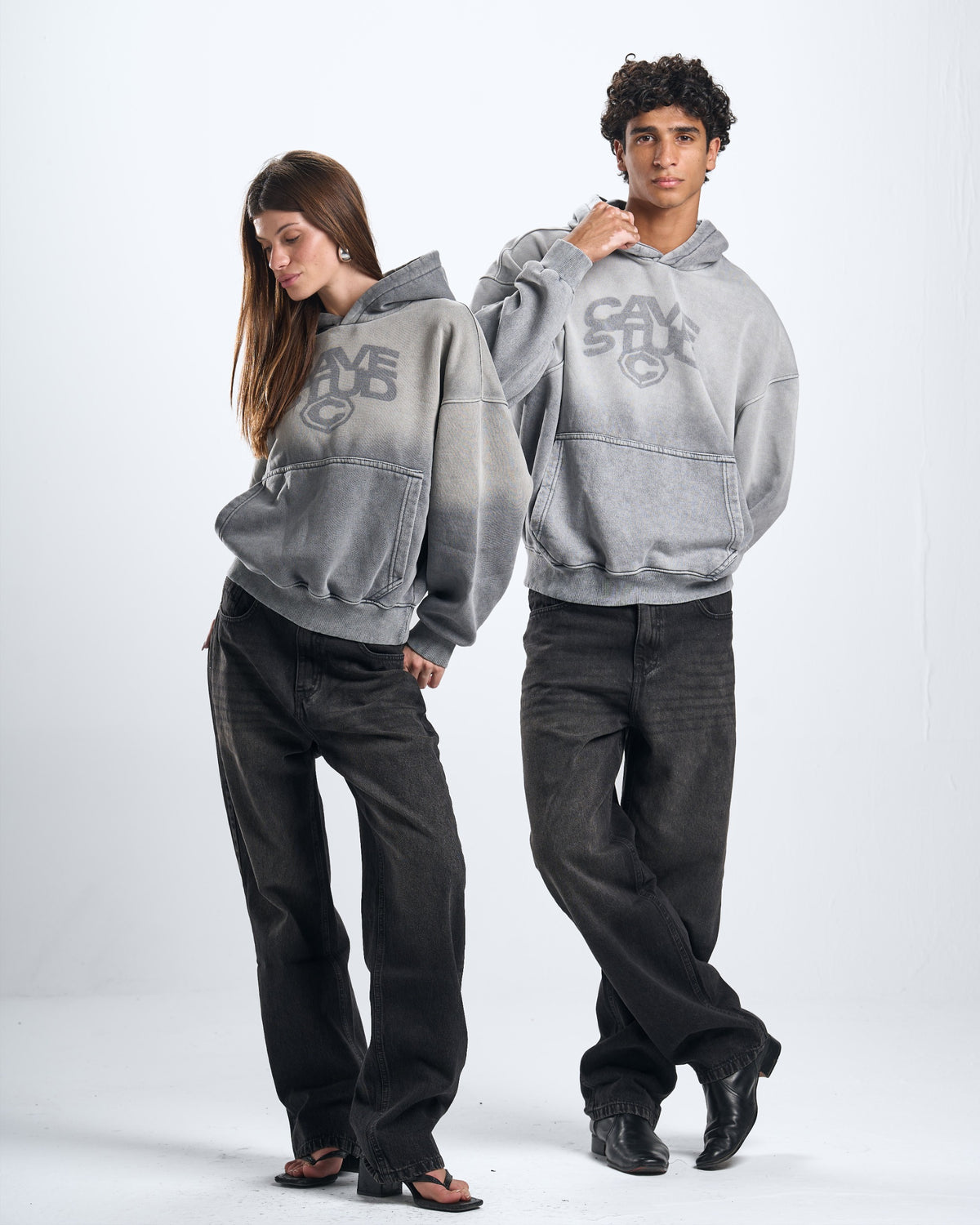 grey washed hoodie