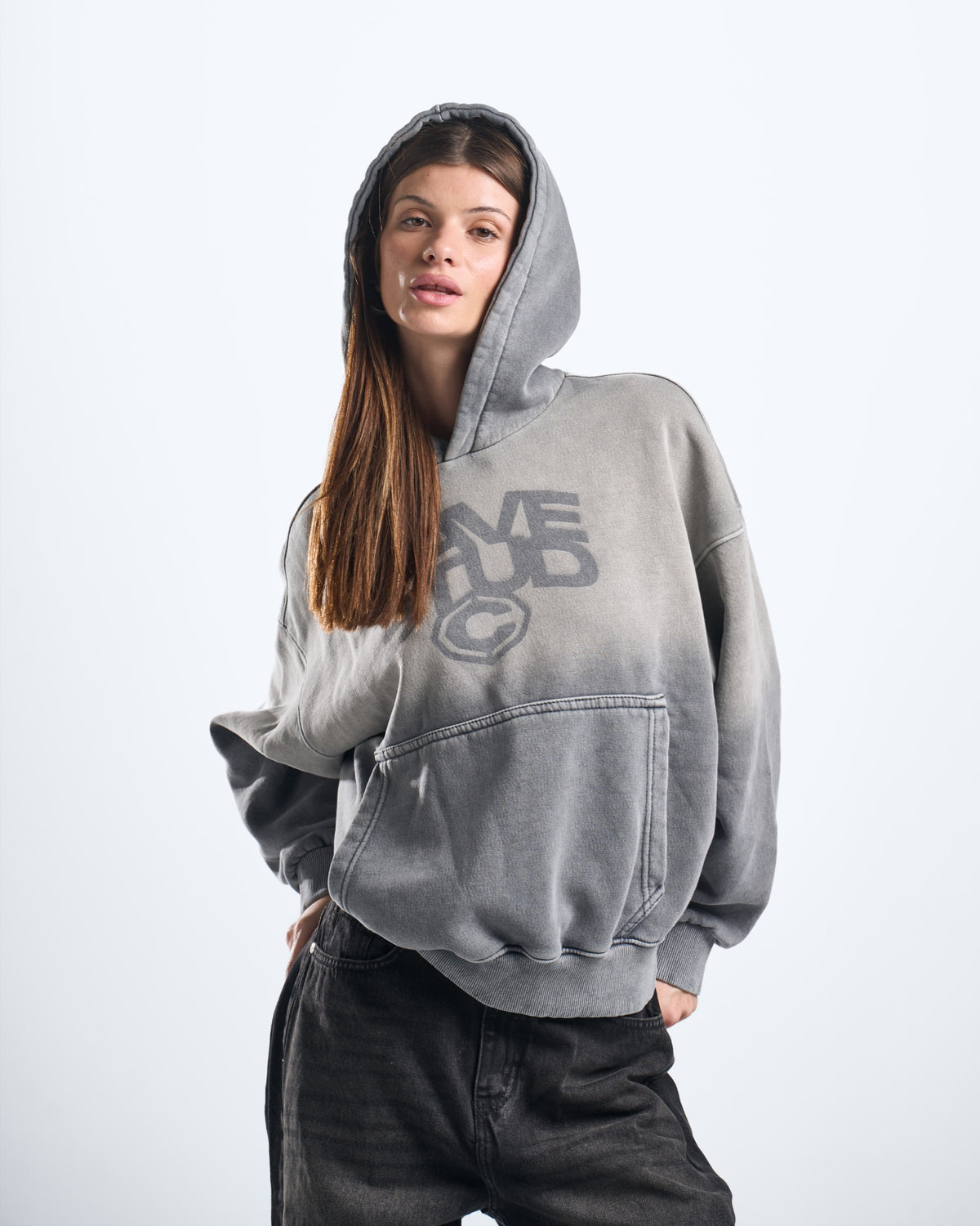 grey washed hoodie