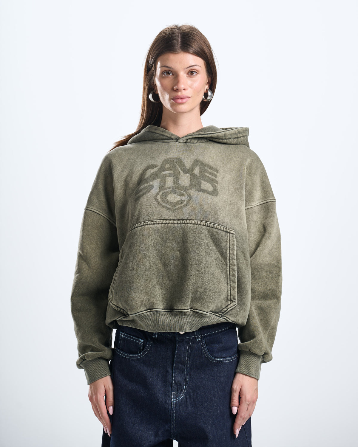 olive washed hoodie