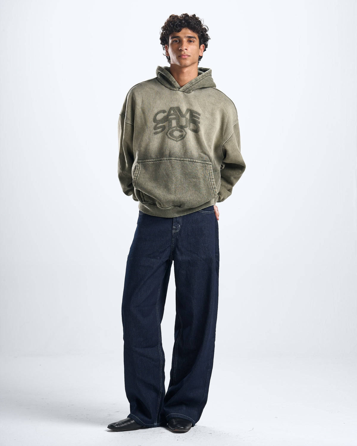 olive washed hoodie