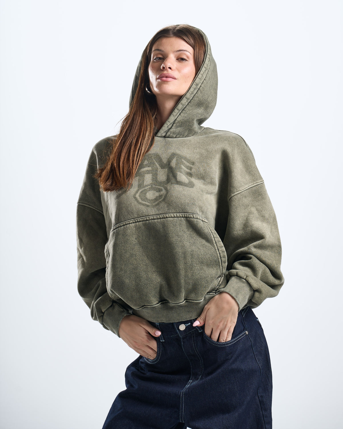 olive washed hoodie