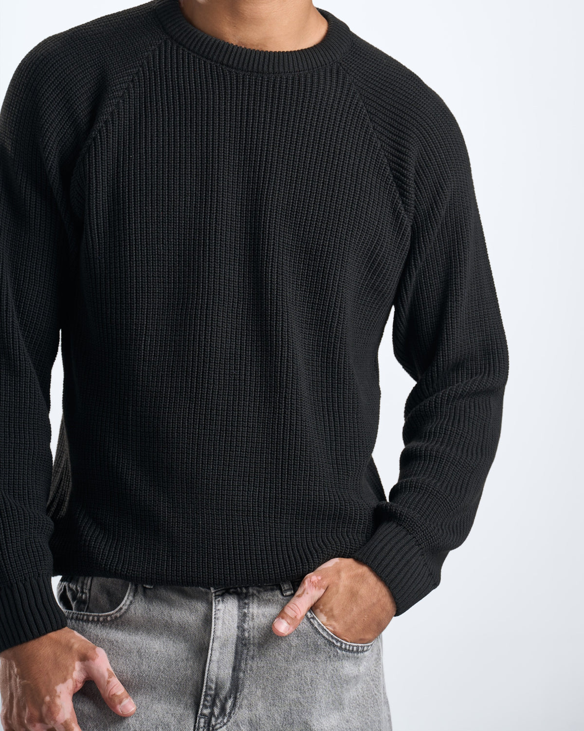 knitted black crewneck
