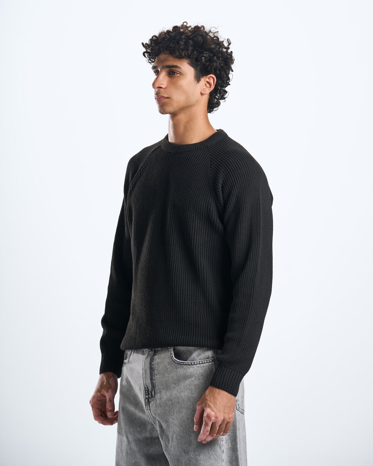 knitted black crewneck
