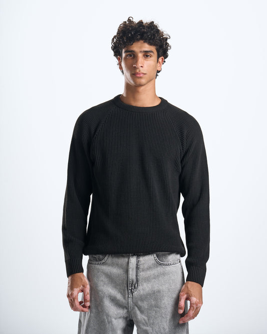 knitted black crewneck