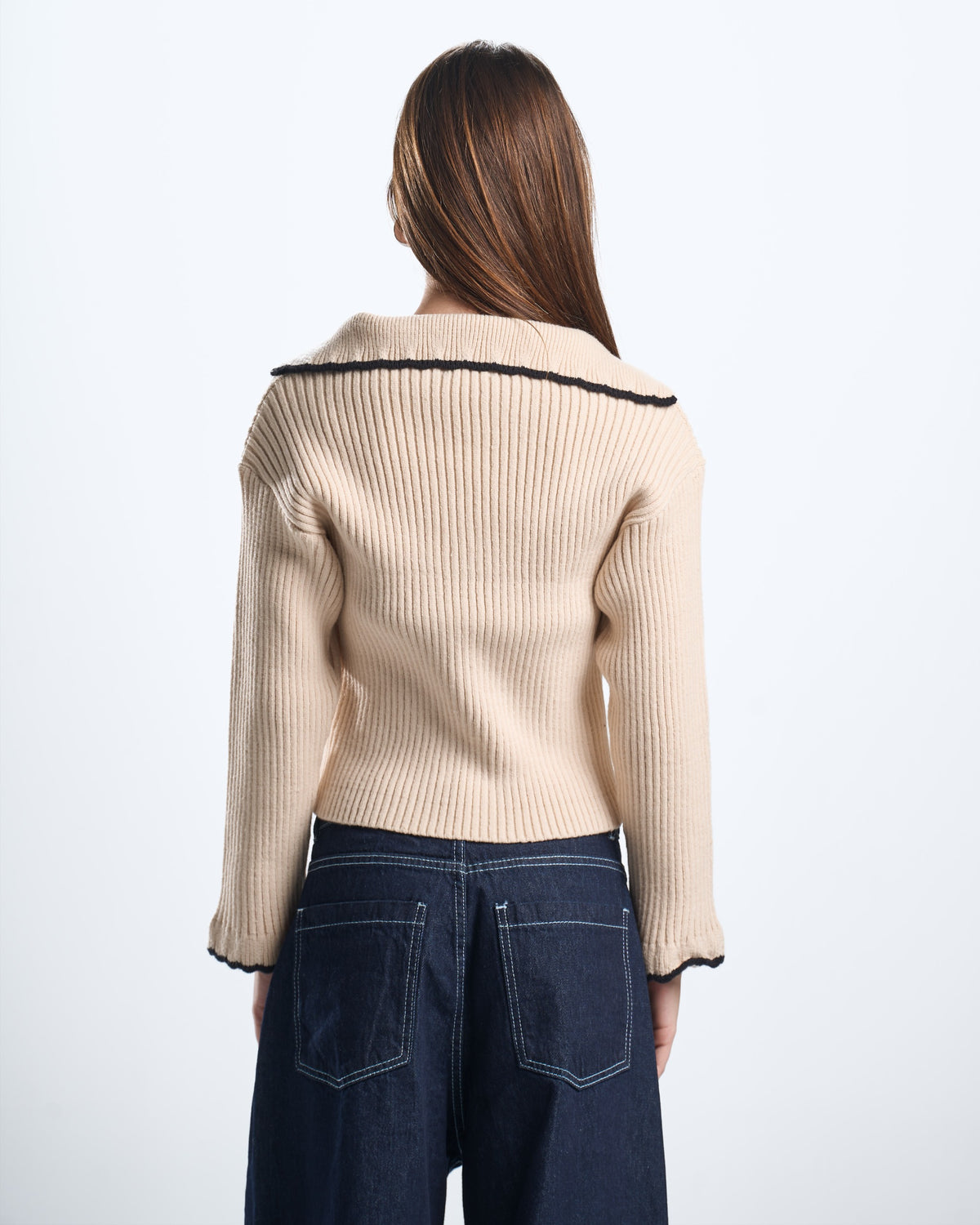 knitted beige women polo