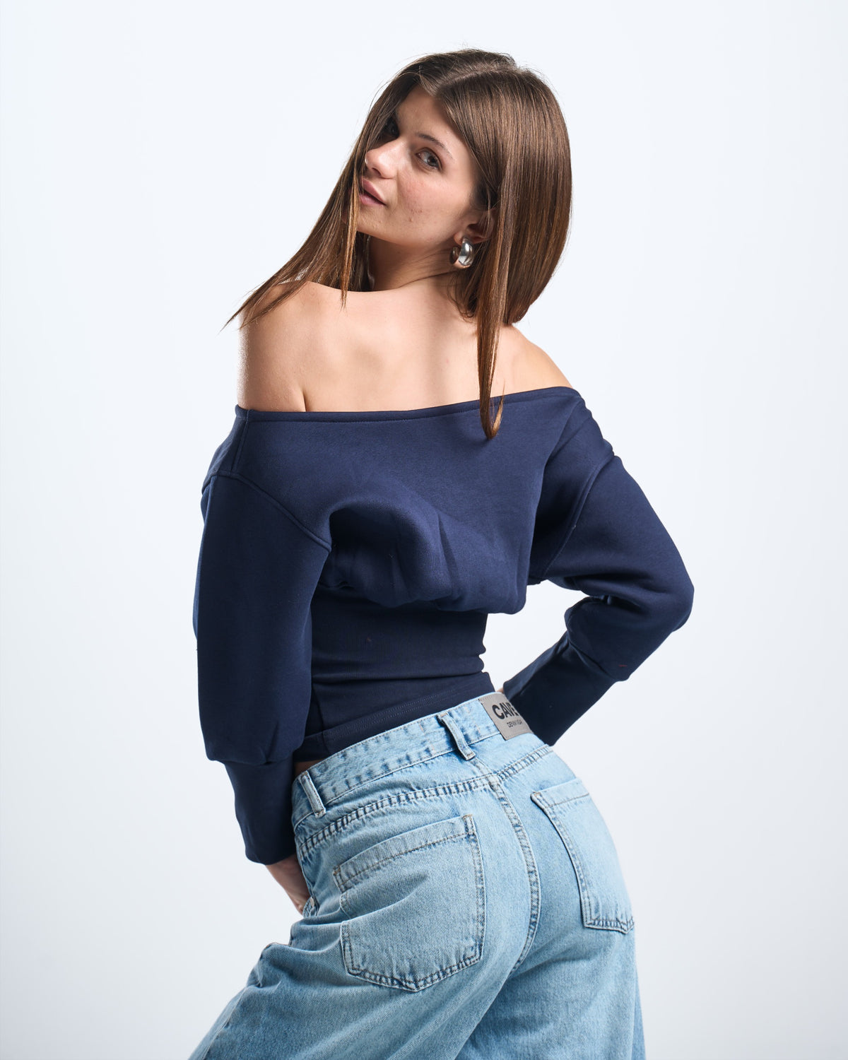 Winter navy off shoulder top
