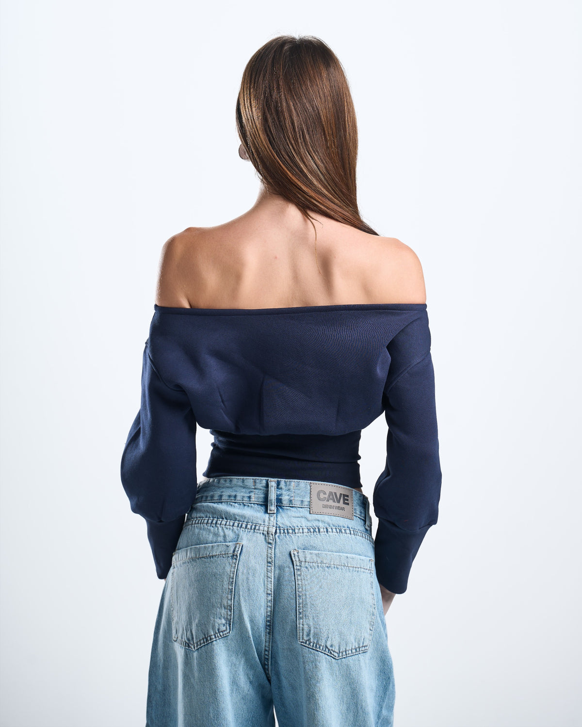 Winter navy off shoulder top