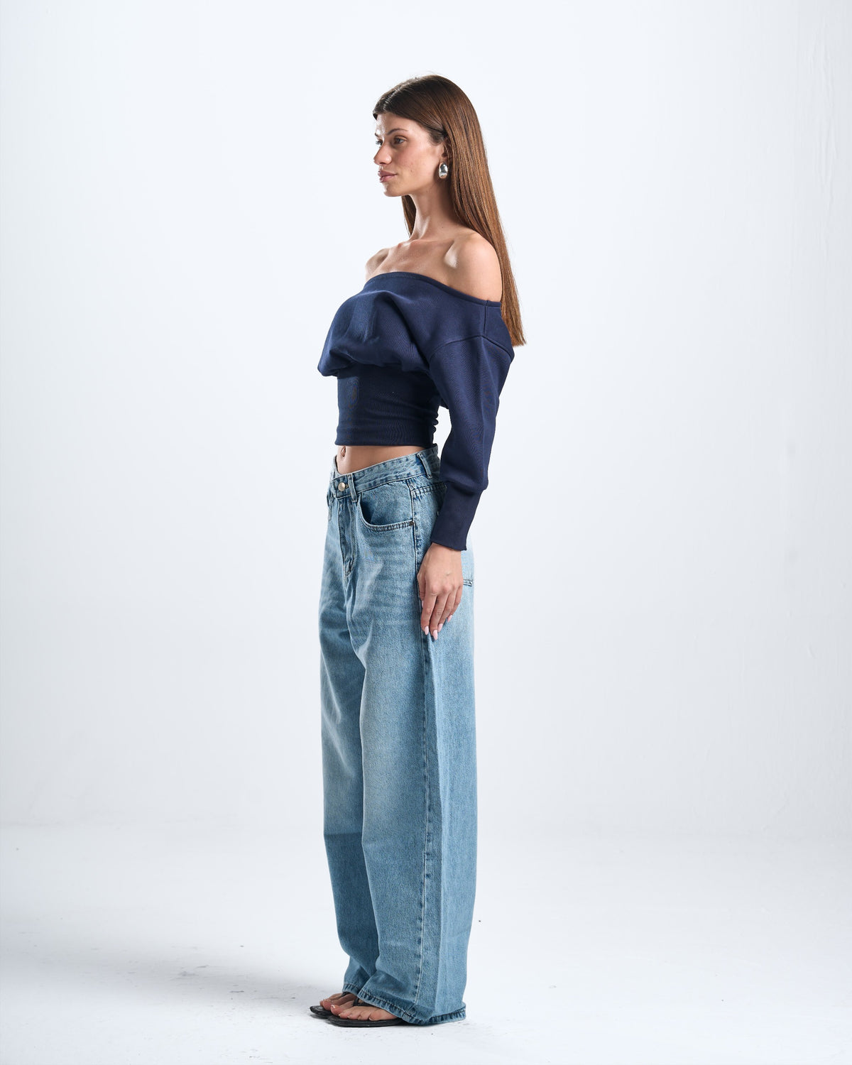 Winter navy off shoulder top