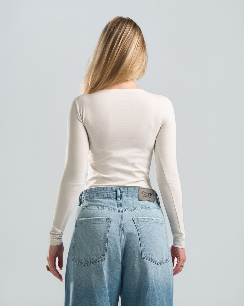 Round Long Sleeve White Top