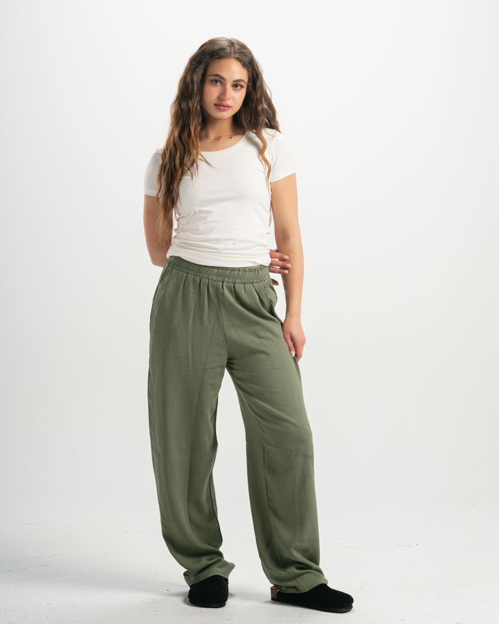 linen olive Pants