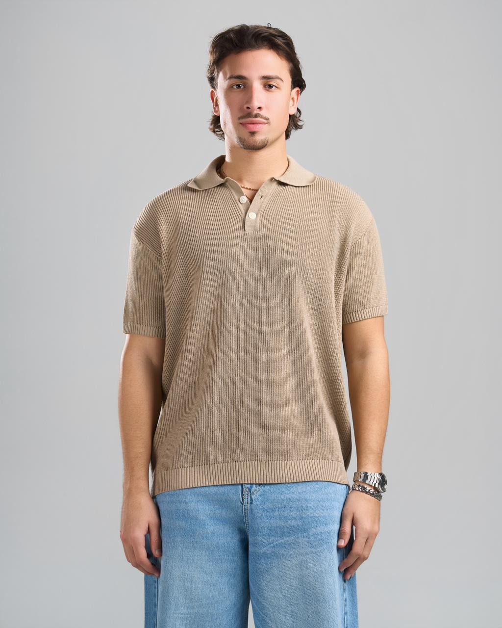 Knitted beige Polo