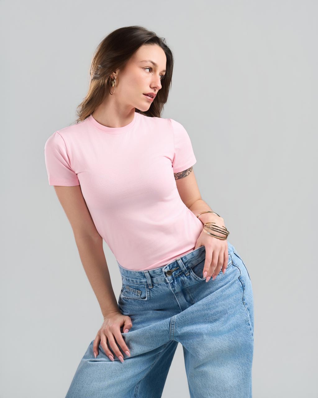 U-Neck Short Sleeve BabyPink Top