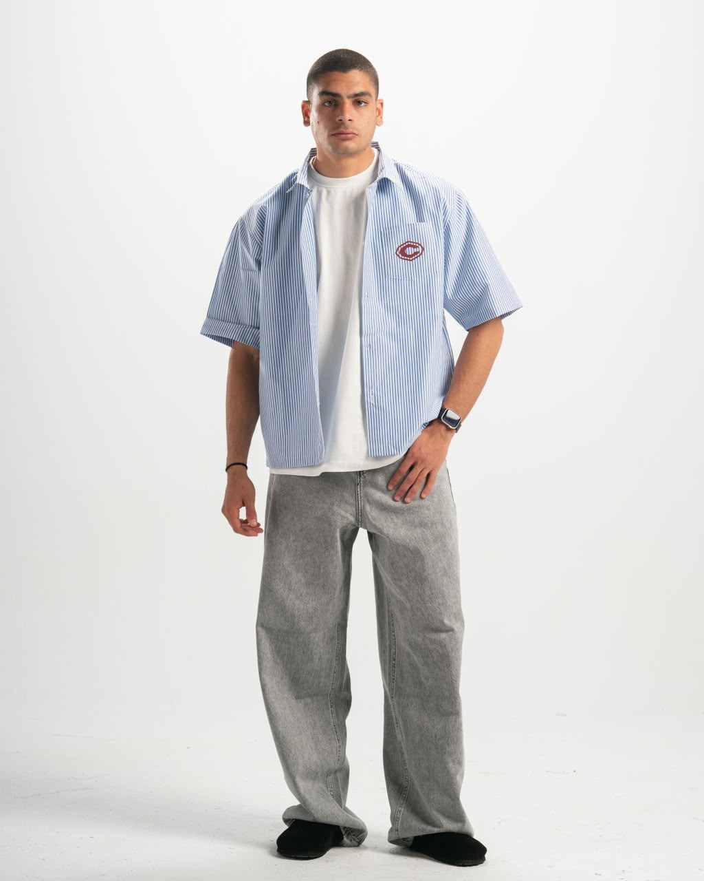 Stripe baby blue shirt