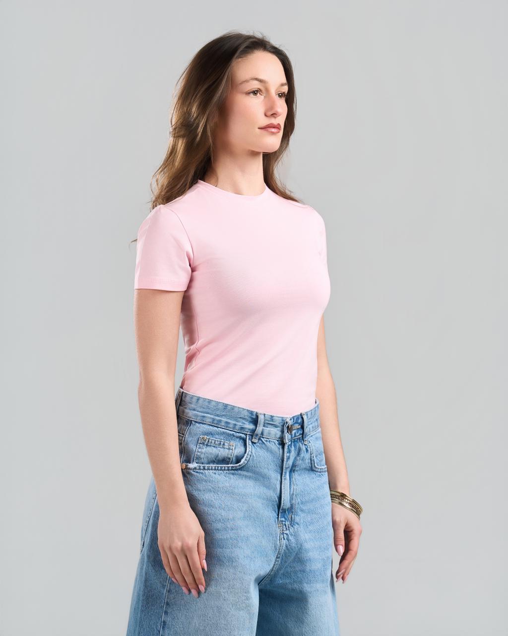 U-Neck Short Sleeve BabyPink Top