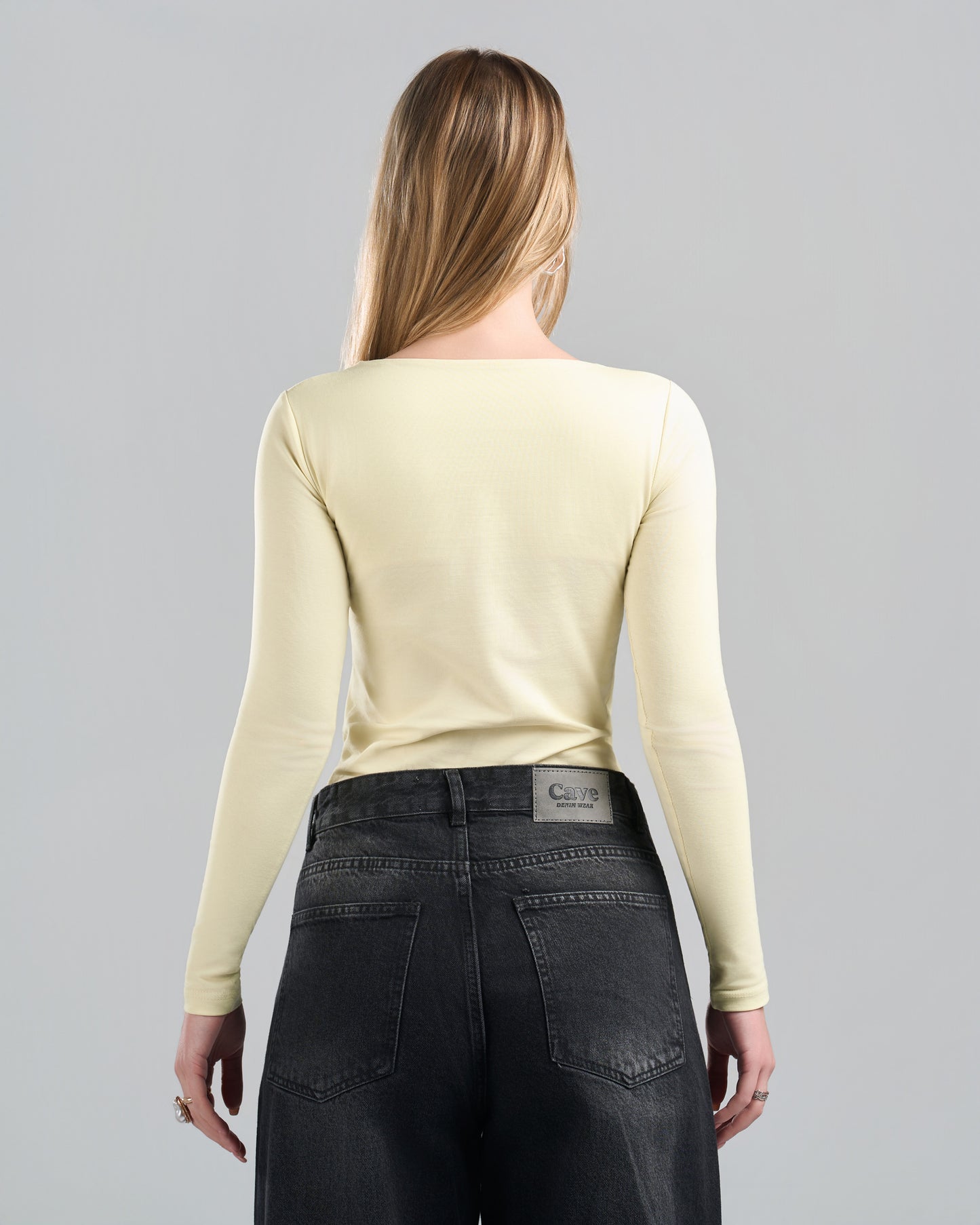 SquareNeck Long Sleeve Yellow Top