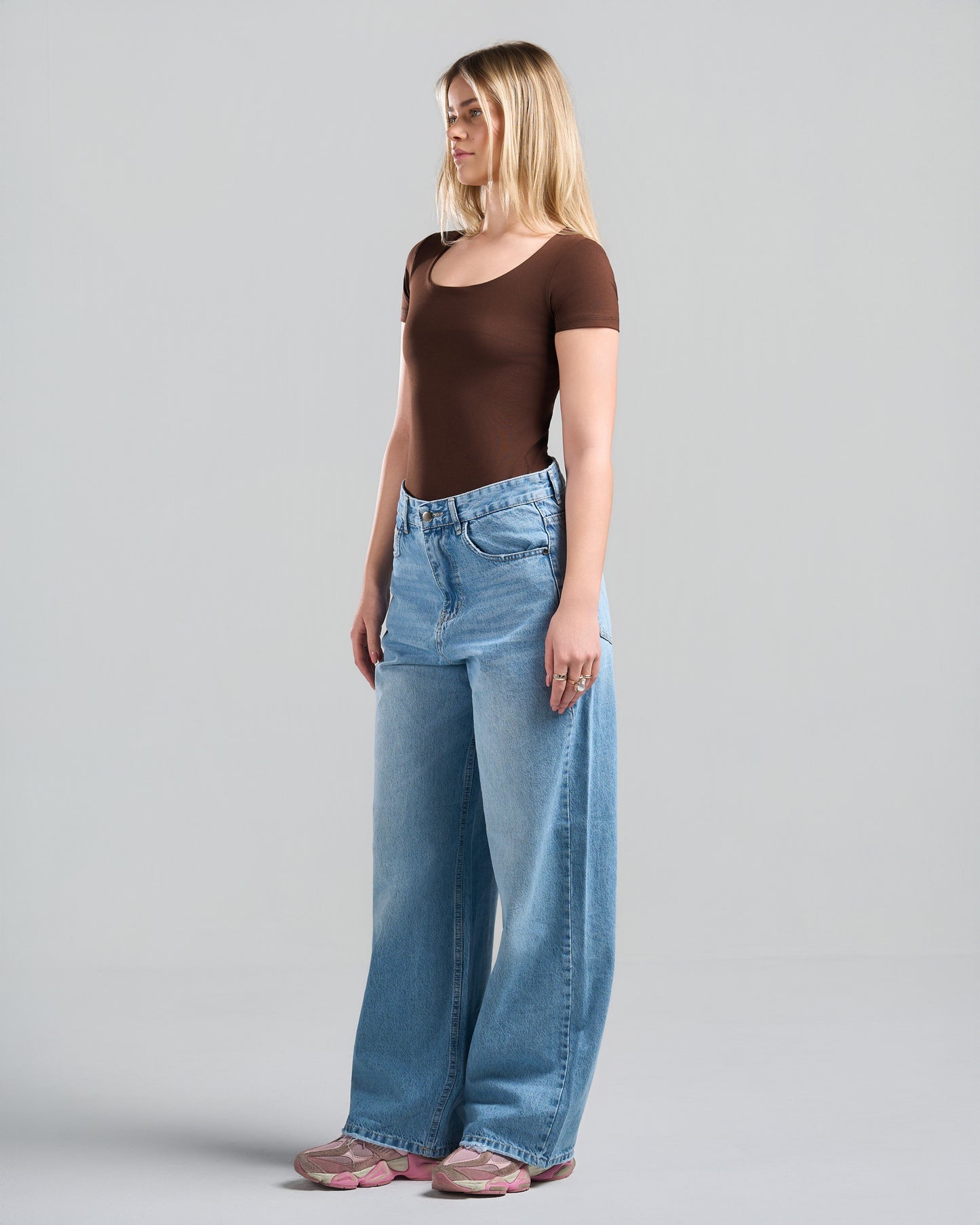 SquareNeck Short Sleeve Brown Top
