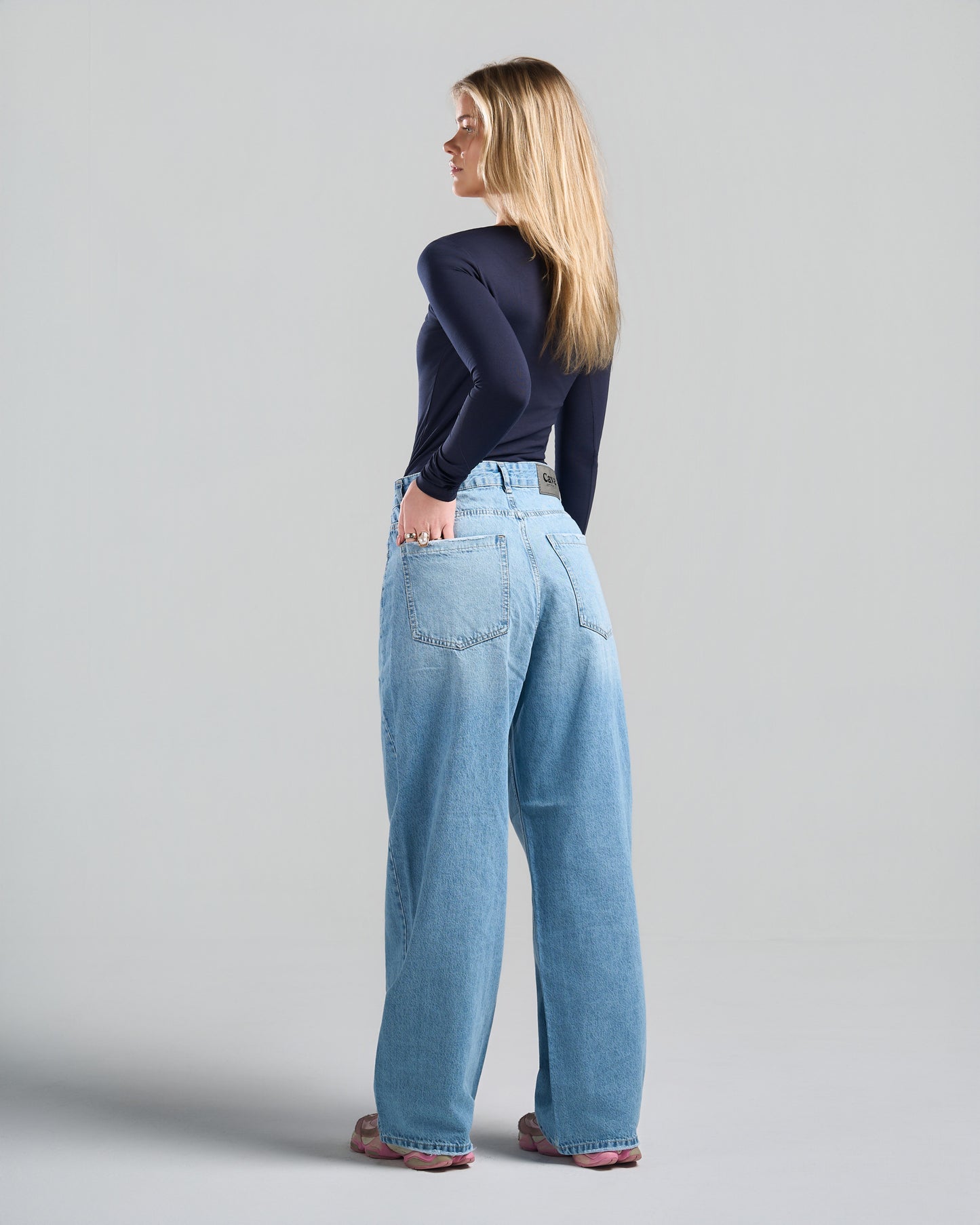 SquareNeck Long Sleeve NavyBlue Top