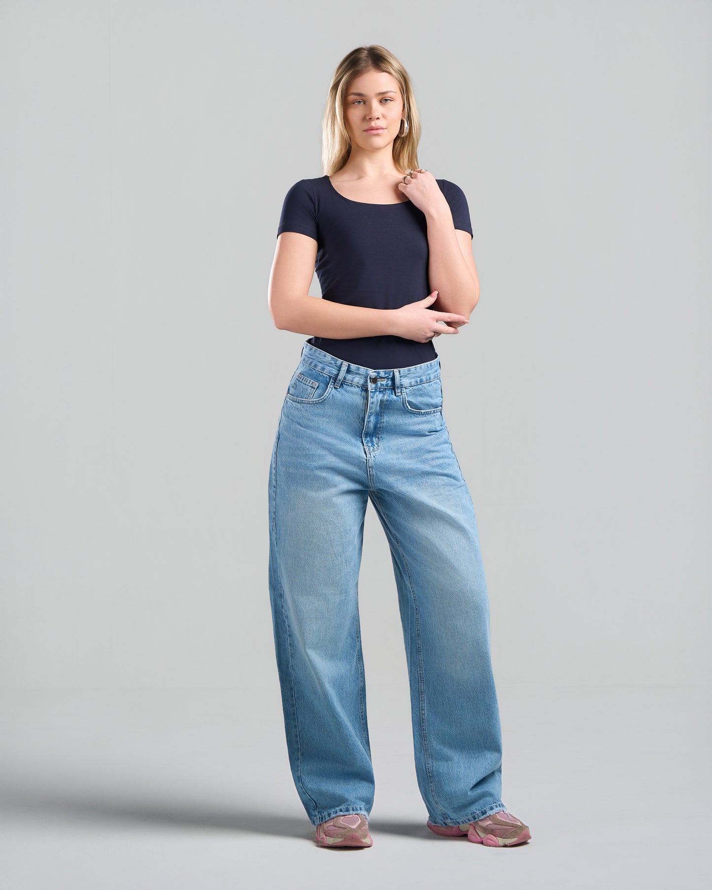 SquareNeck Short Sleeve NavyBlue Top