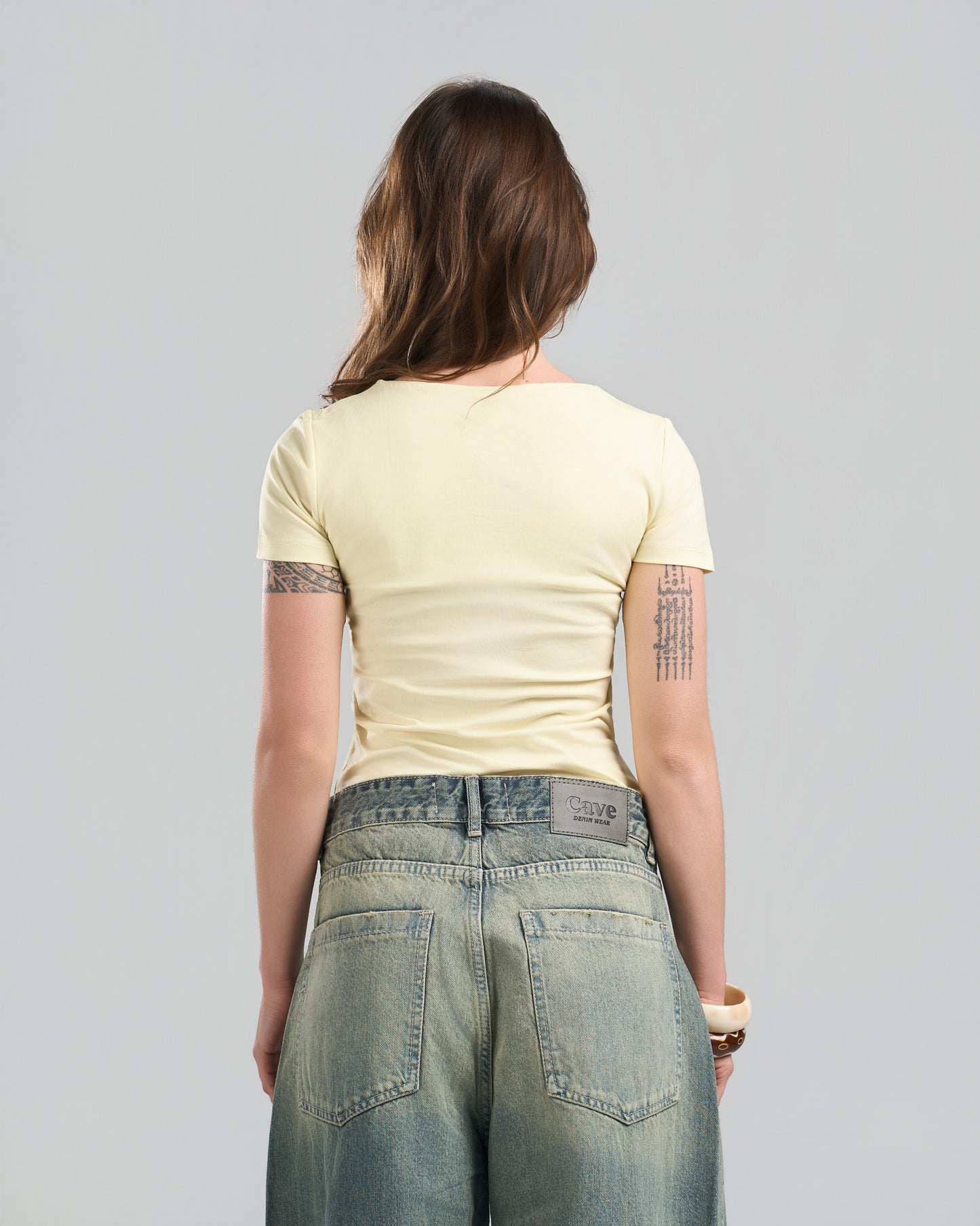 SquareNeck Short Sleeve Yellow Top