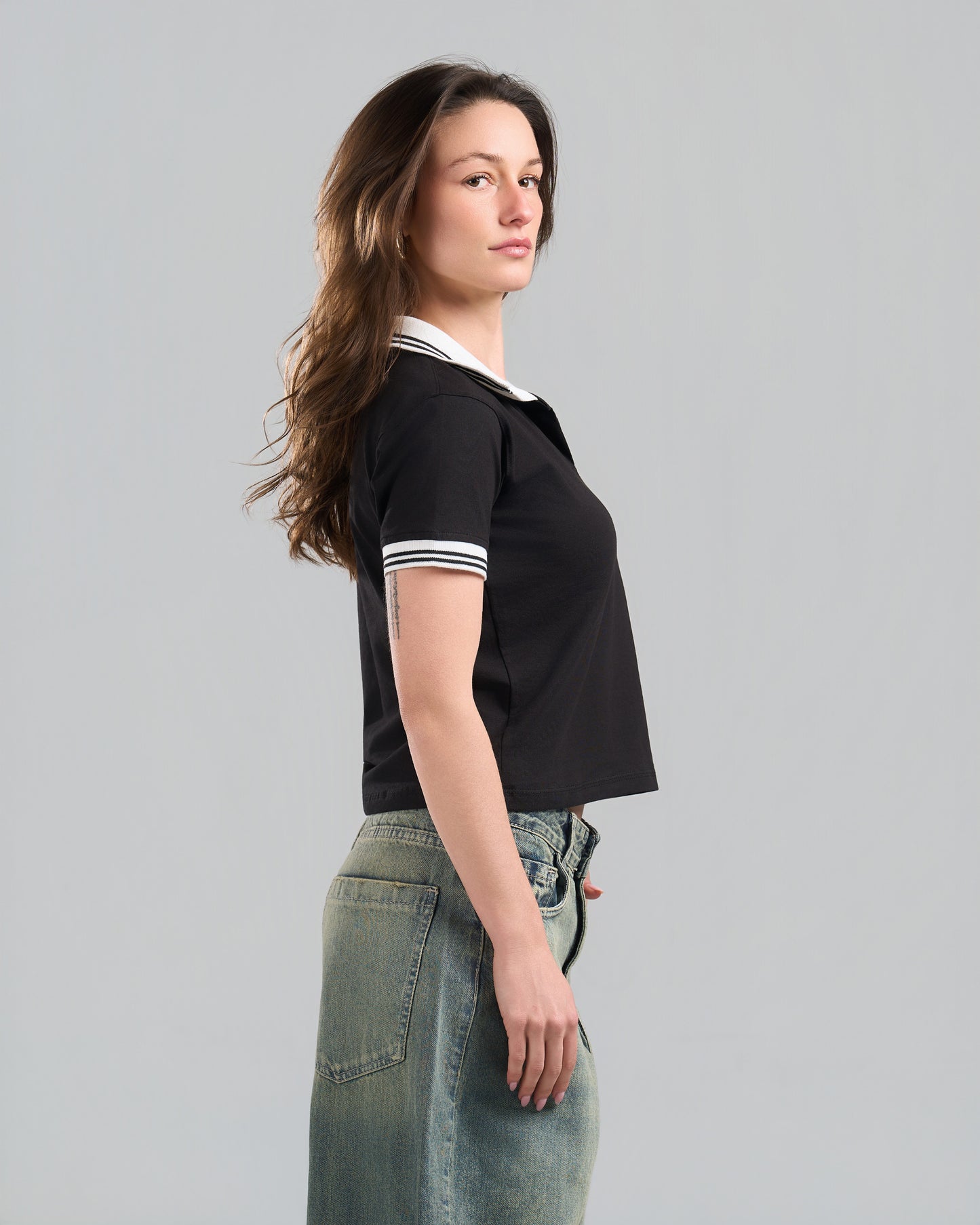 Lined Black Polo