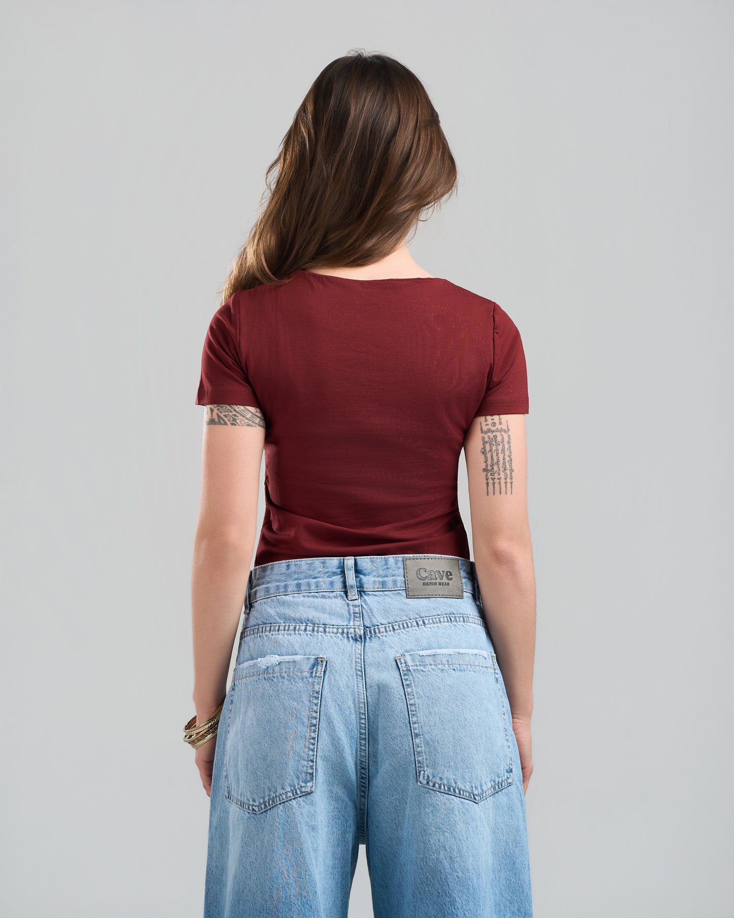 SquareNeck Short Sleeve Burgundy Top