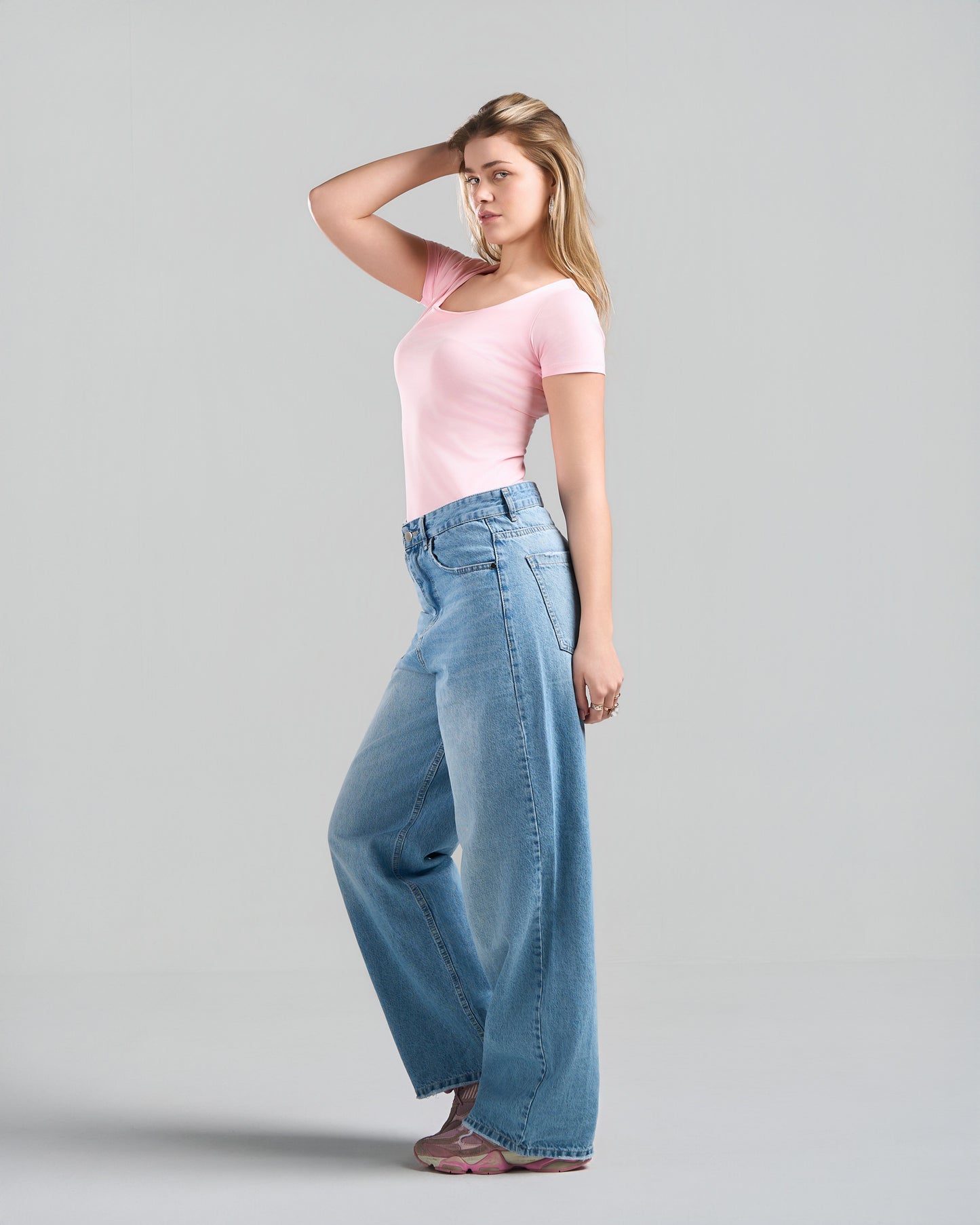 SquareNeck Short Sleeve Pink Top