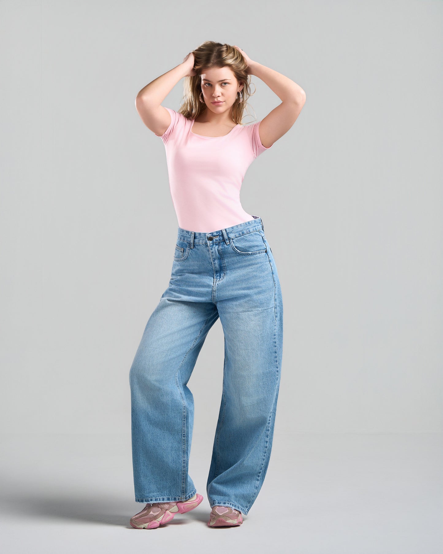 SquareNeck Short Sleeve Pink Top