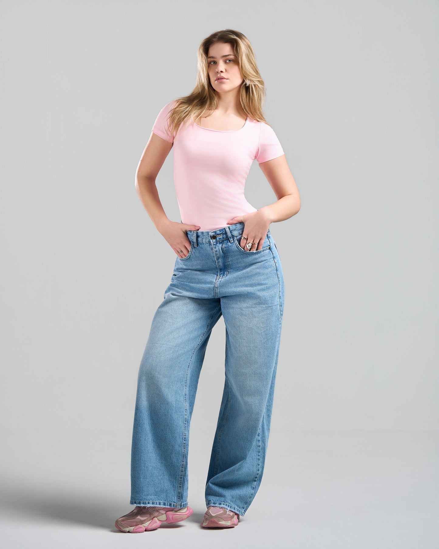 SquareNeck Short Sleeve Pink Top